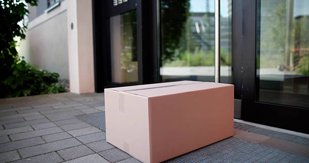 Discreet delivery package at a front door